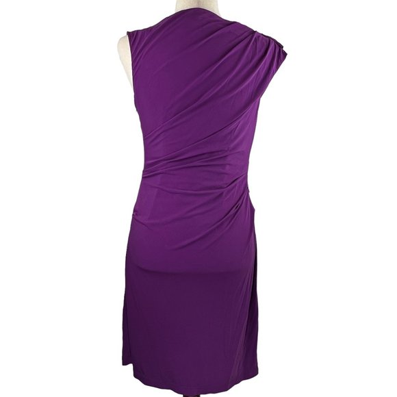 Elegant & Classic! Suzi Chin Purple Draped Body Conscious Dress Size 6 - Picture 3 of 11